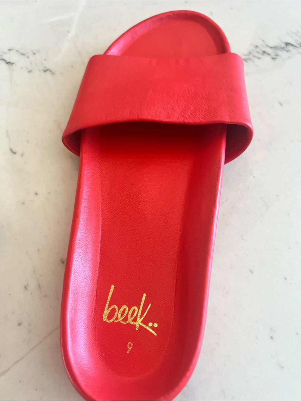 Beek Cherry Red Slide Sandals - Women's Slip-On Slides - Picture 5 of 10